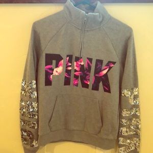 VS/Pink Floral Quarter- Zip Pullover.